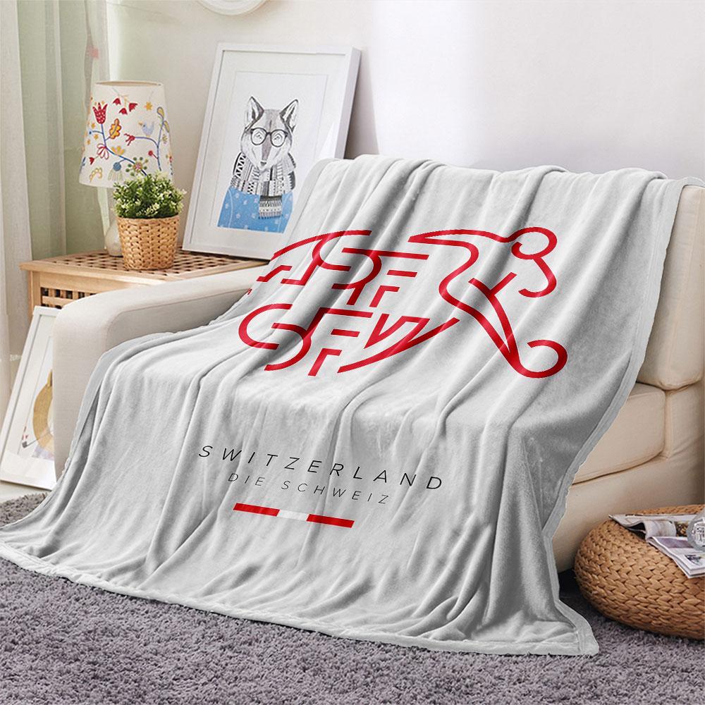 Coperta in Flanella Stampata Nazionale Svizzera, morbida coperta per camera da letto divano, lavabile, merchandising per tifosi di calcio, ottimo regalo.