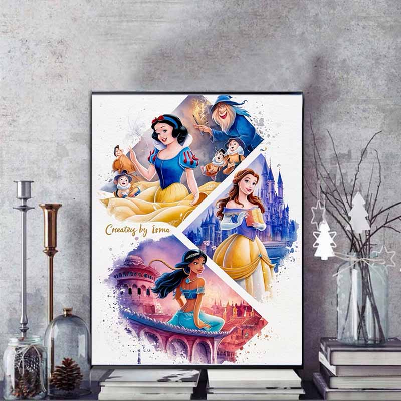 Disney 5D DIY Diamond Painting Disney Princess Illustrations, Cartoon Full Diamond Mosaic Diamond Painting Art Wall Decoration Craft Set