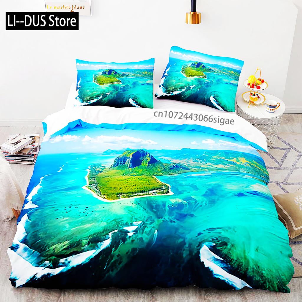 Blue Sea World Bettwäschesets 3D-Druck Meerestiere Delfine Haie Und Cartoon Steppdecke Queen Bettbezug-Set Kinder Erwachsene Bettwäsche