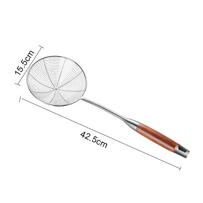 304 Edelstahl Spinnen-Schaumlöffel für Kochen und Frittieren, Draht-Nudelsieb mit Holzgriff - Küchenutensilien