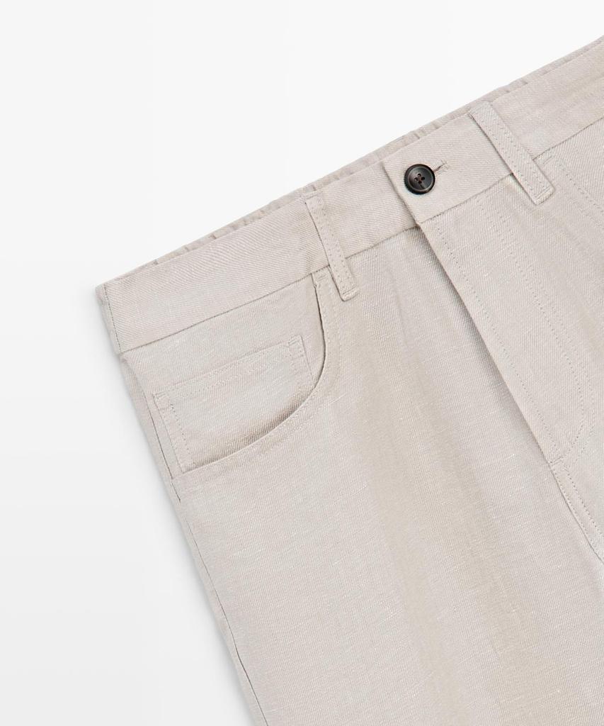 Masimodutti Semi-Jogger Fit Linen Pants
