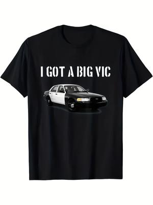 Limited Edition Unisexs Vintage Crown Victoria P  Car Graphic TShirt  Funny I Got a Big Vic Text Crew Neck Casual Tee for Car
