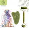 2PCS 100% Rose Stone Guasha Set Facial Roller Stone Board Massager Face Slimming Body Relax Massager Acupuncture Scraper Plate