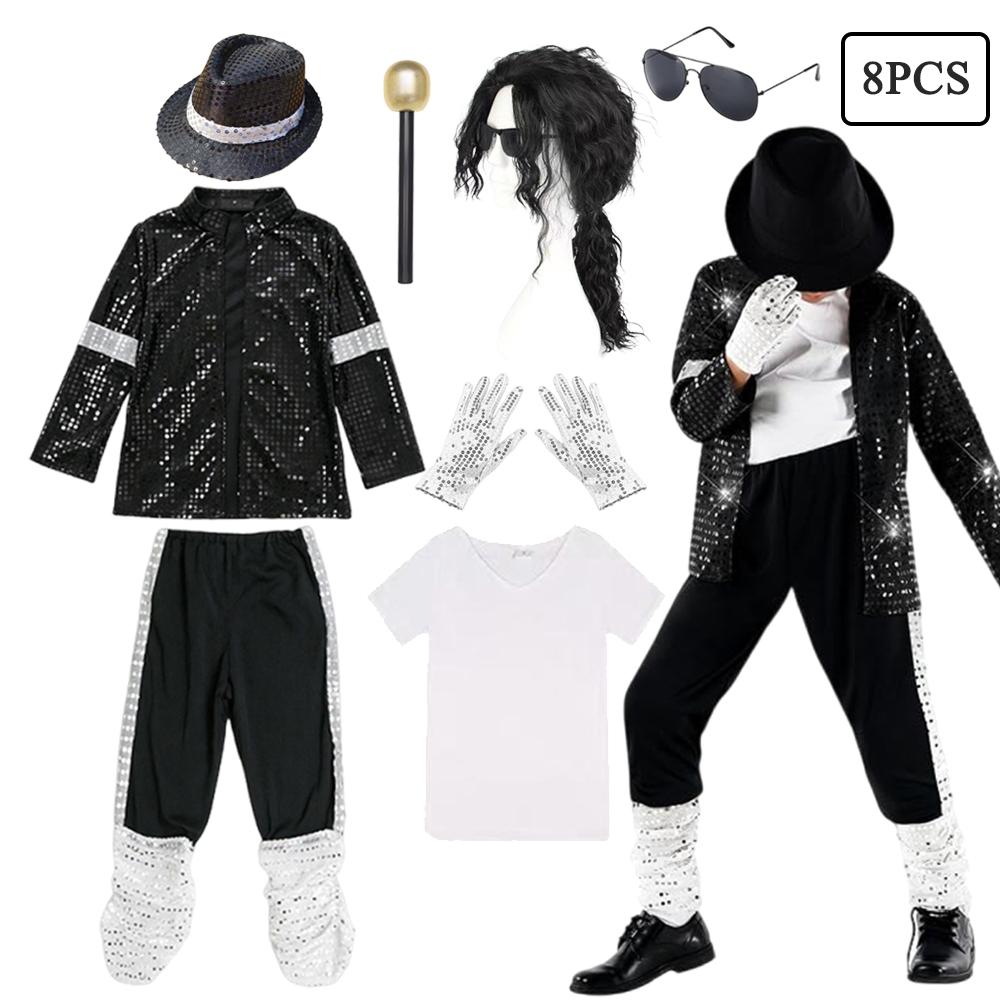 Kids Halloween Cosplay Outfit Boys Dance Show Performance Party Michael Jackson Carnival Pop Star Costume