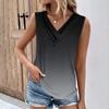 Zomer Dames Tanktops V-hals Casual Bedrukte Mouwloze Shirts Casual Losvallende Geplooide T-shirts Dames Blouse