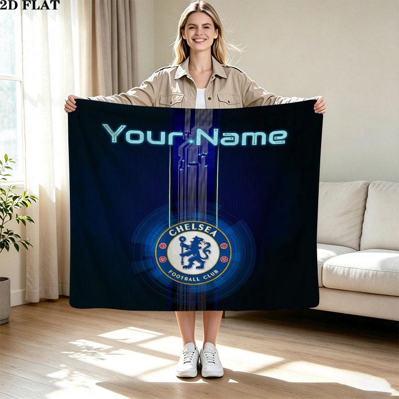 1PC Chelsea F Custom Name Patterned Flannel Blanket Suitable For All Seasons for Home Decor Warmth and Comfort Gifts Holiday Present