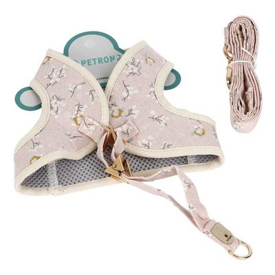 Petlong Dog Pastel Flower Harness + Leash Set M PTR462, Pink, 1 Set