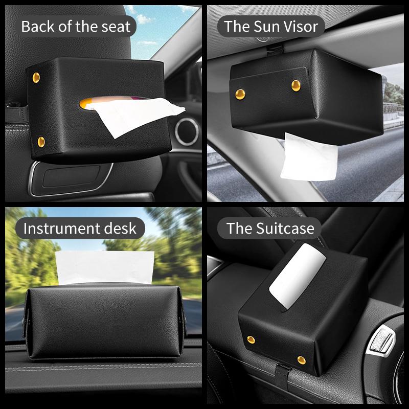 Auto Taschentuchbox hängend Sonnenblende Stuhllehne Armlehnenbox Auto Zeichenbox hängend kreativ Leder Auto Innenausstattung