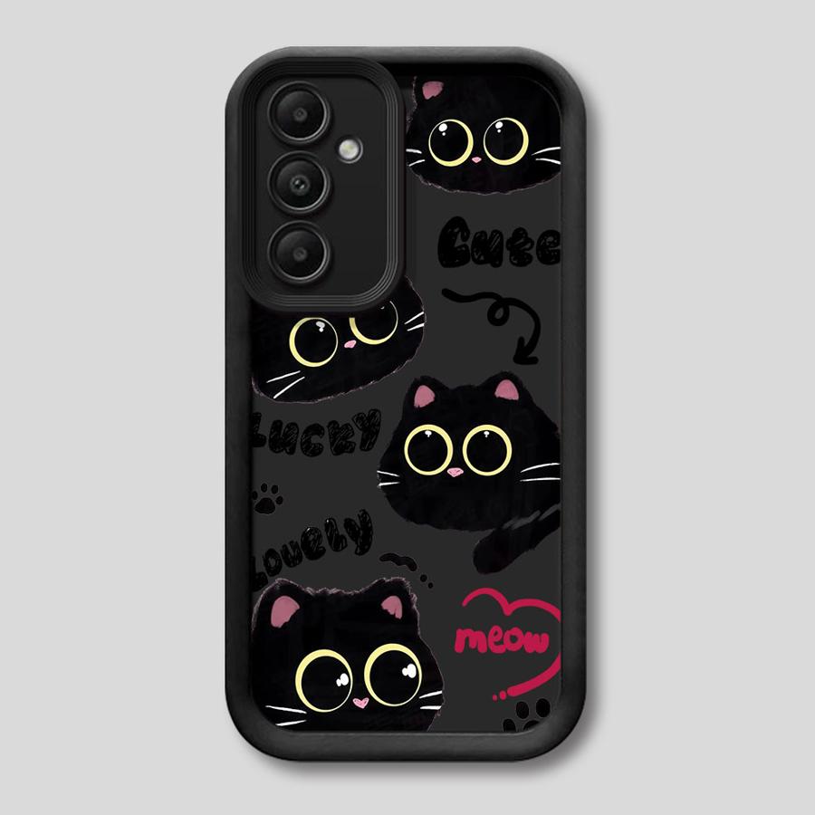 Cartoon Black Cat Soft Cover Case for Samsung Galaxy A36 A32 A33 A14 A24 A13 A34 A23 A12 A26 A22 A16 A56