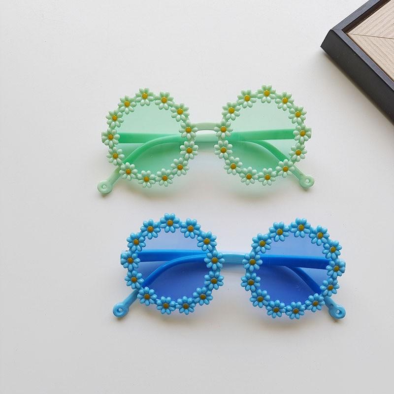 Personalized Candy Color Small Daisy Children'S Sunglasses Round Frame Cute Shape Beach Glasses