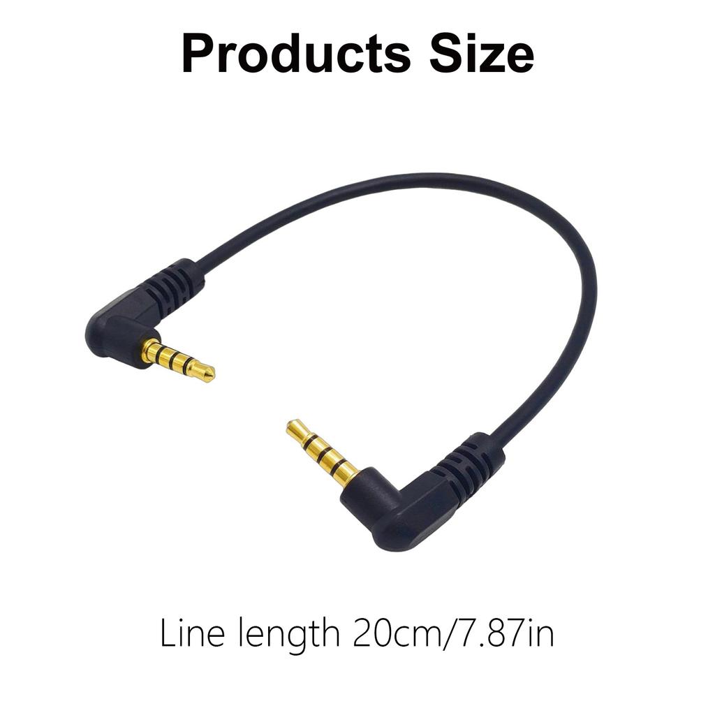 20cm Short Audio Cord with Gold Plated 3.5mm Connectors Double Angled Line for Headphones