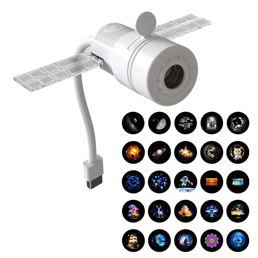 Star Projector Night Light 2 in 1 USB Galaxy Lamp 360 Flexible Gooseneck 5 Film Cards Kids Bedroom Ceiling Atmosphere