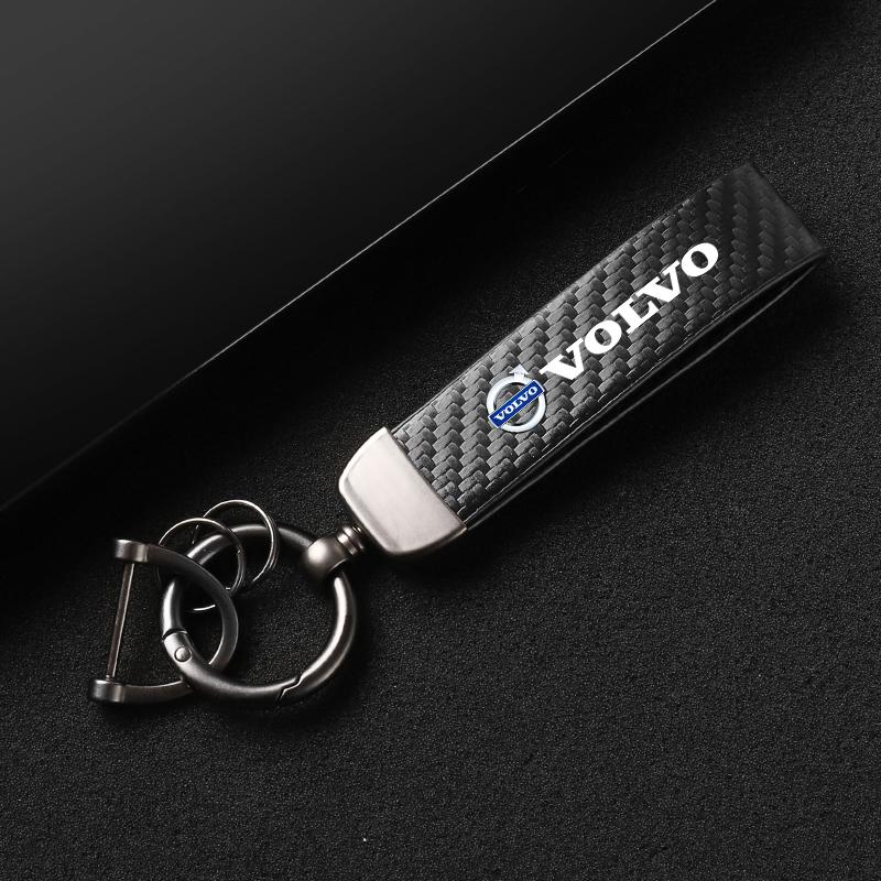 Car Carbon Fiber Style Keychain Microfiber Leather Key Chain For Volvo Xc60 Xc90 V40 V60 S60 V50 V90 S80 C40 XC40 V70 Rdesign