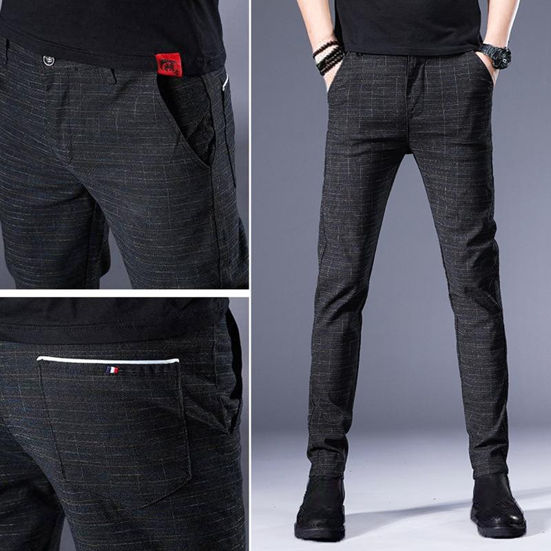 Nuevos pantalones casuales de otoño para hombre, versión coreana de la marea juvenil, pantalones pequeños rectos de algodón, pantalones ajustados para hombre