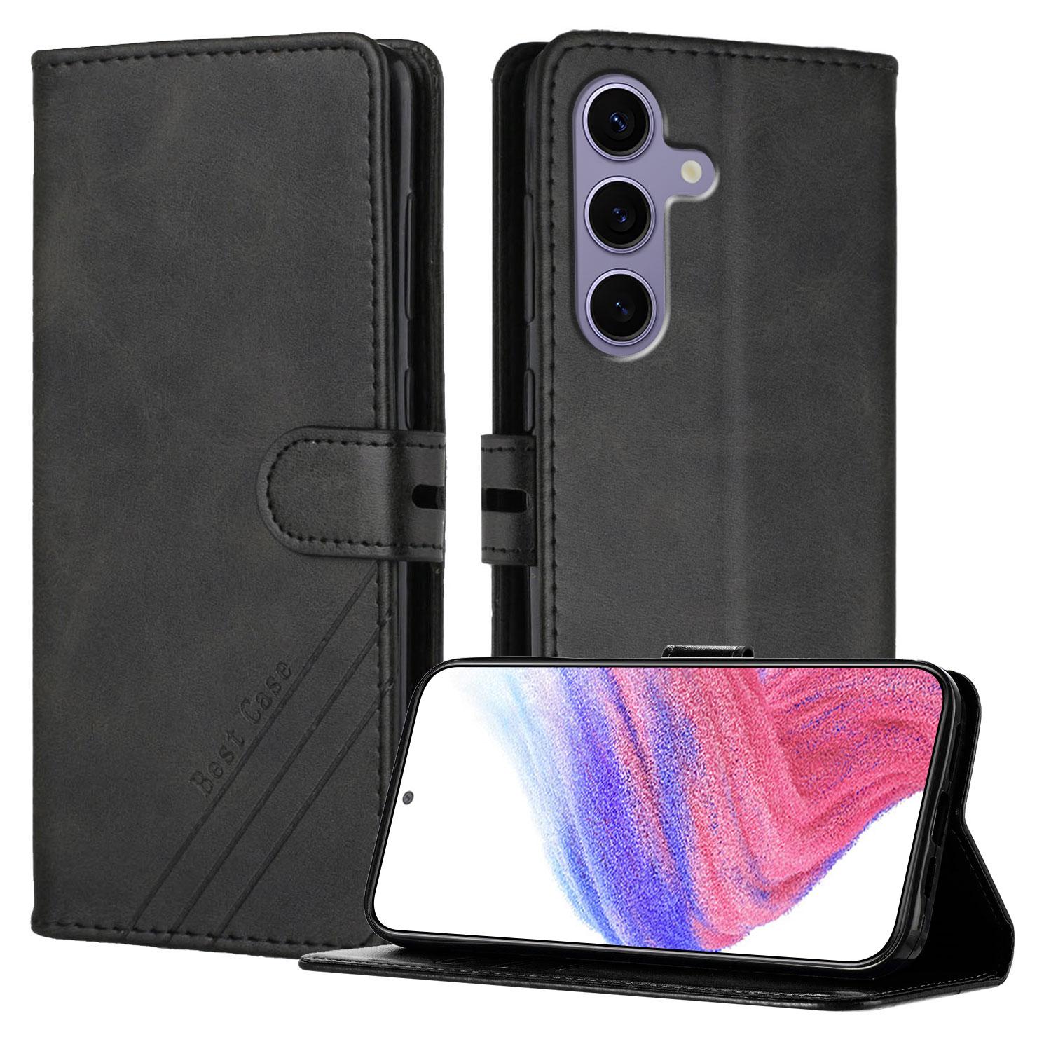 

Магнитный кожаный чехол-кошелек для Samsung Galaxy S25 S24 S23 S22 S21 S20 Ultra Plus FE | Чехол-книжка со слотом для карт 8 цветов Galaxy S24 Plus чёрный