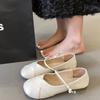 Shallow Doudou Single Shoes Women's 2025 Spring and Autumn New Skirt Soft Sole Pregnant Women Flat Mary Jane Shoes Silver