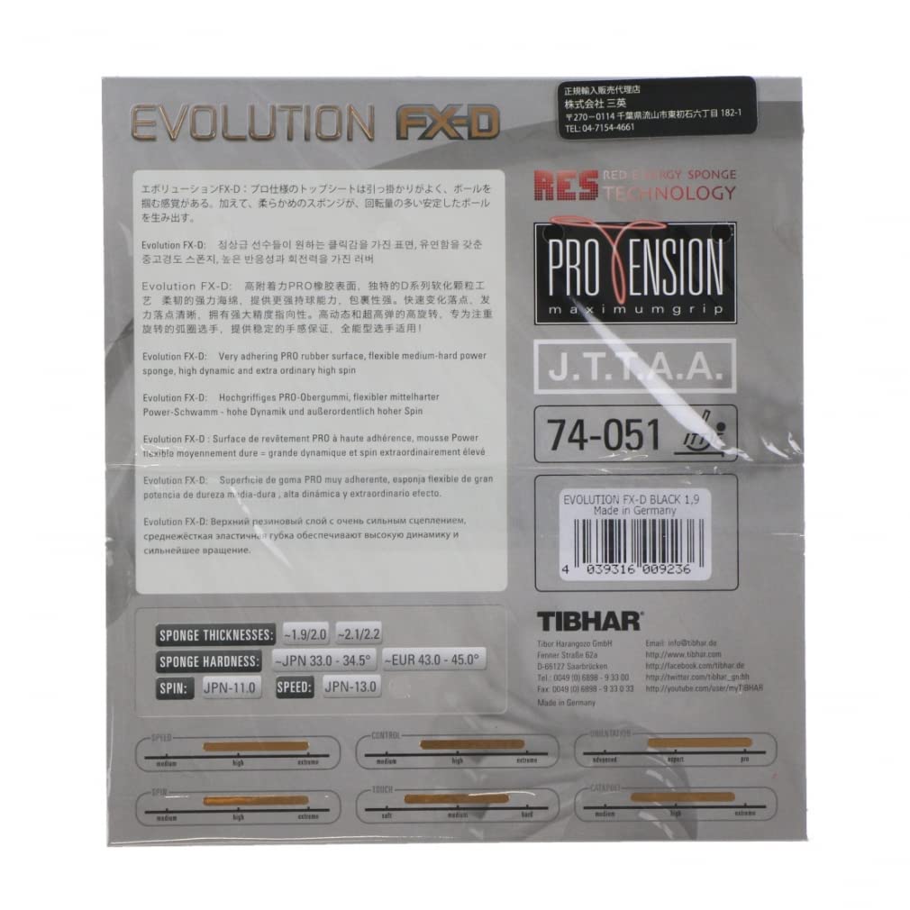TIBHAR Bordtennisgummi Evolution 109CM Svart (Myk rygg) FX-D