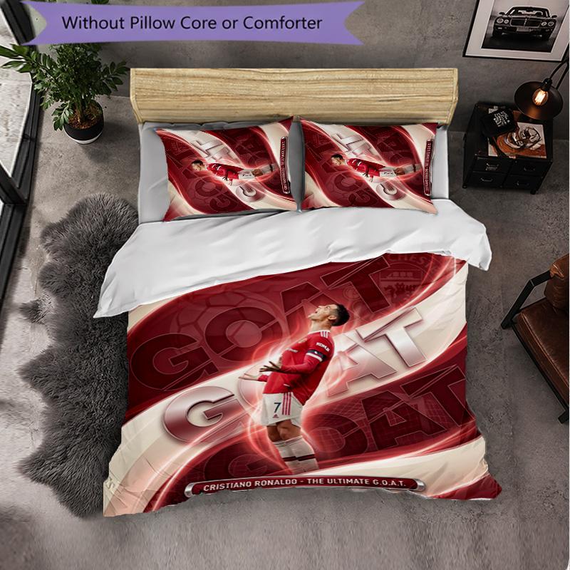 Cristiano Ronaldo Pattern 3 Pieces Bedding Set Soft Microfiber Duvet Cover with Pillow Cases for Bedroom