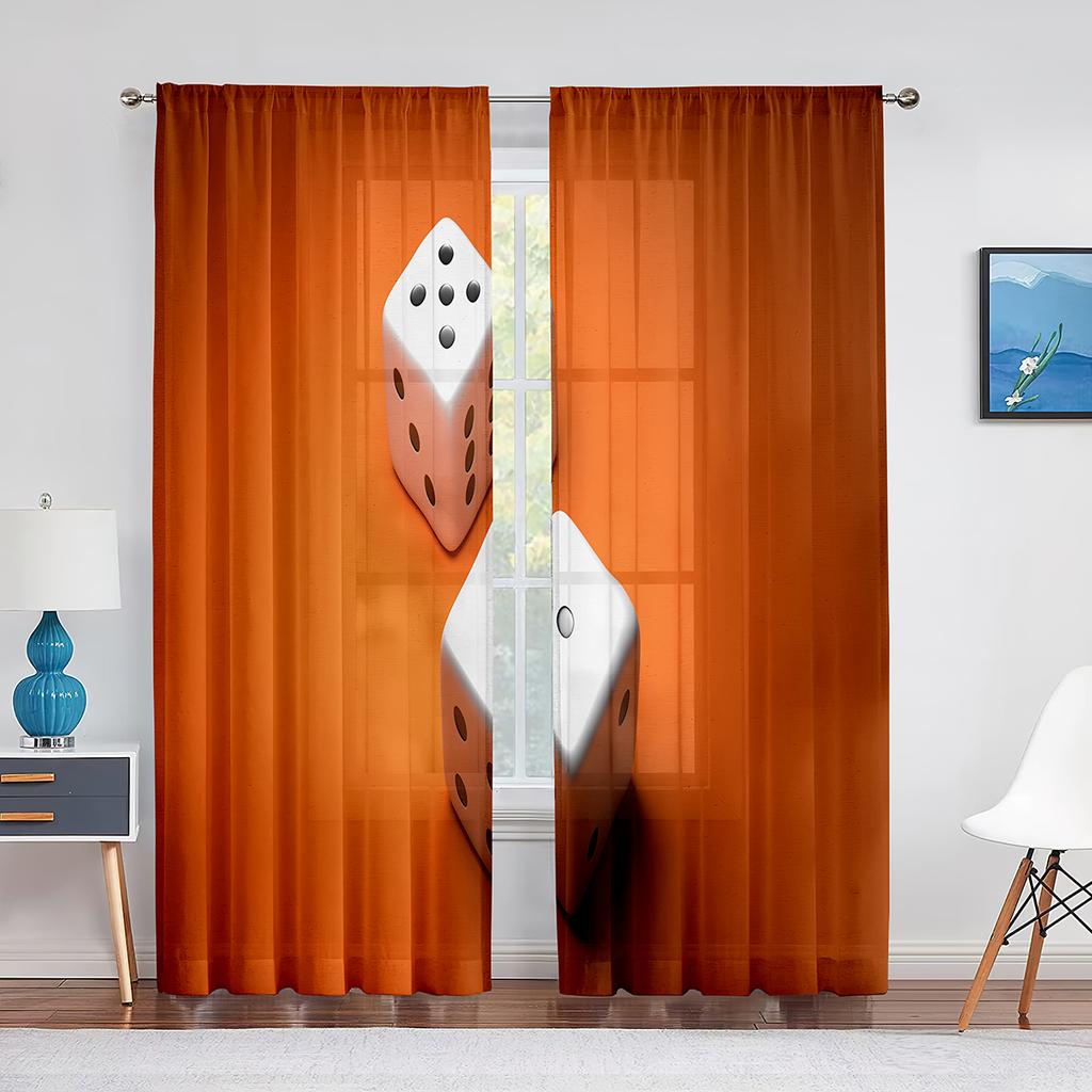Weiße Würfel Tischspiele Graue Tüllvorhänge für Wohnzimmer Schlafzimmer Küchendekoration Moderne Transparente Voile-Vorhänge Fensterdekoration