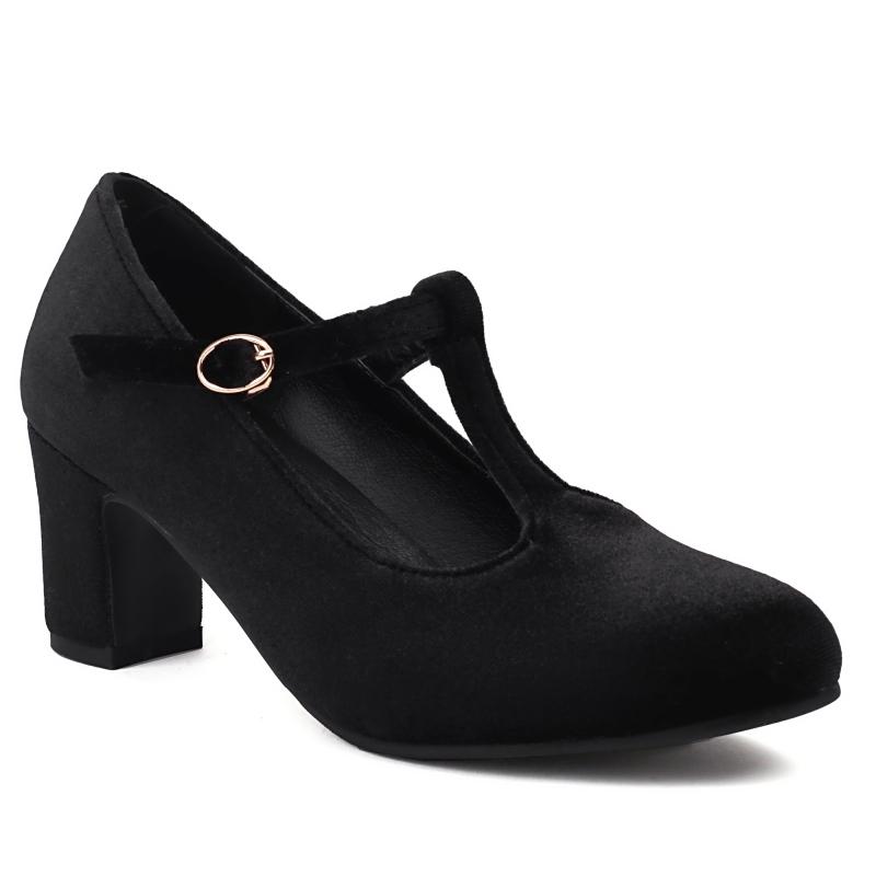 

Elegant Women s High Heels Mary Jane Shoes 2025 Fashion T Strap Black Green Red Heeled Party Wedding Office Shoes Female Spring 39 чорний