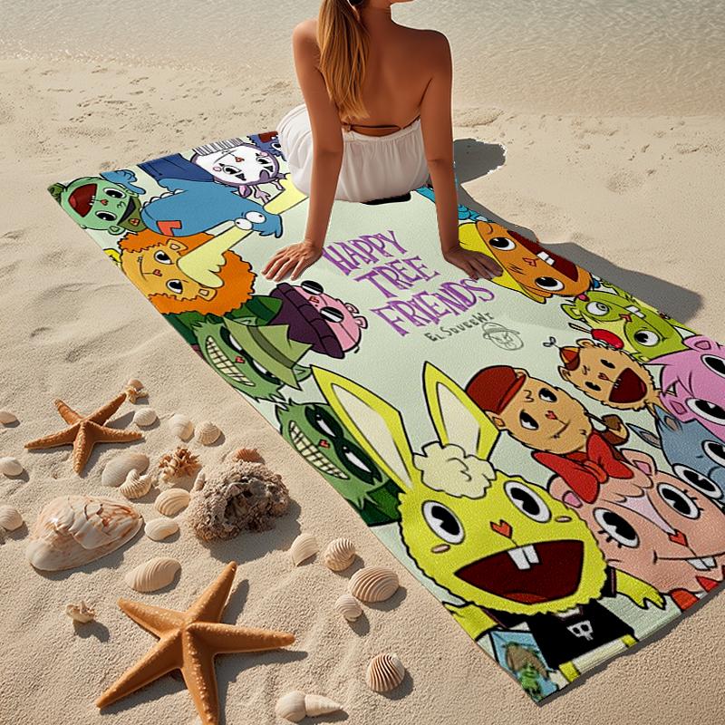 Happy Tree Friends Anniversary Beach Towel, Super Soft Microfiber, Gift for Her/Him, Birthday, for Pool, Beach, Travel, Home Decor Fan Gifts