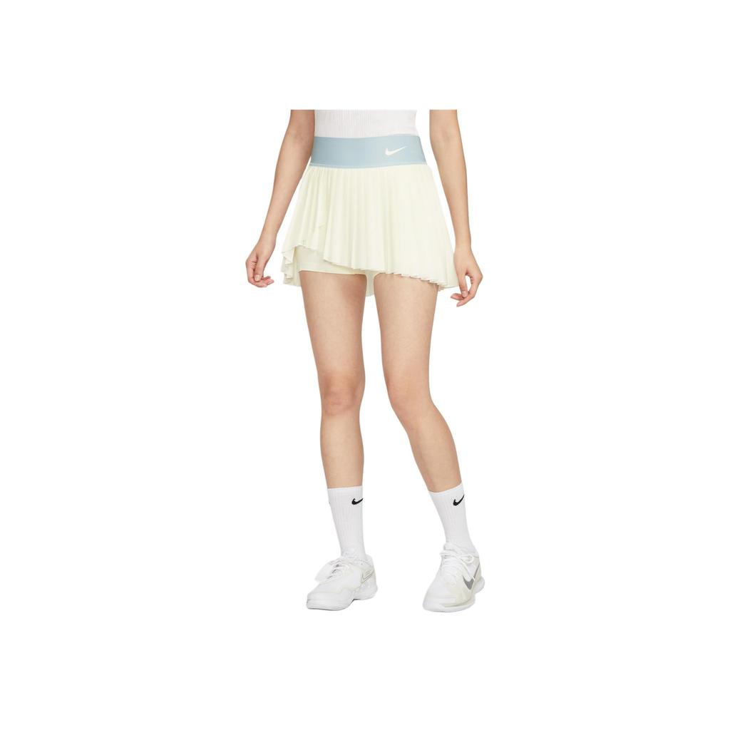 Nike Advantage Dri-Fit Elastic Lightweight Quick-Drying Comfortable Tennis Pleated Skirt Women Bottoms Sail-White Rage-Blue HF6596-134