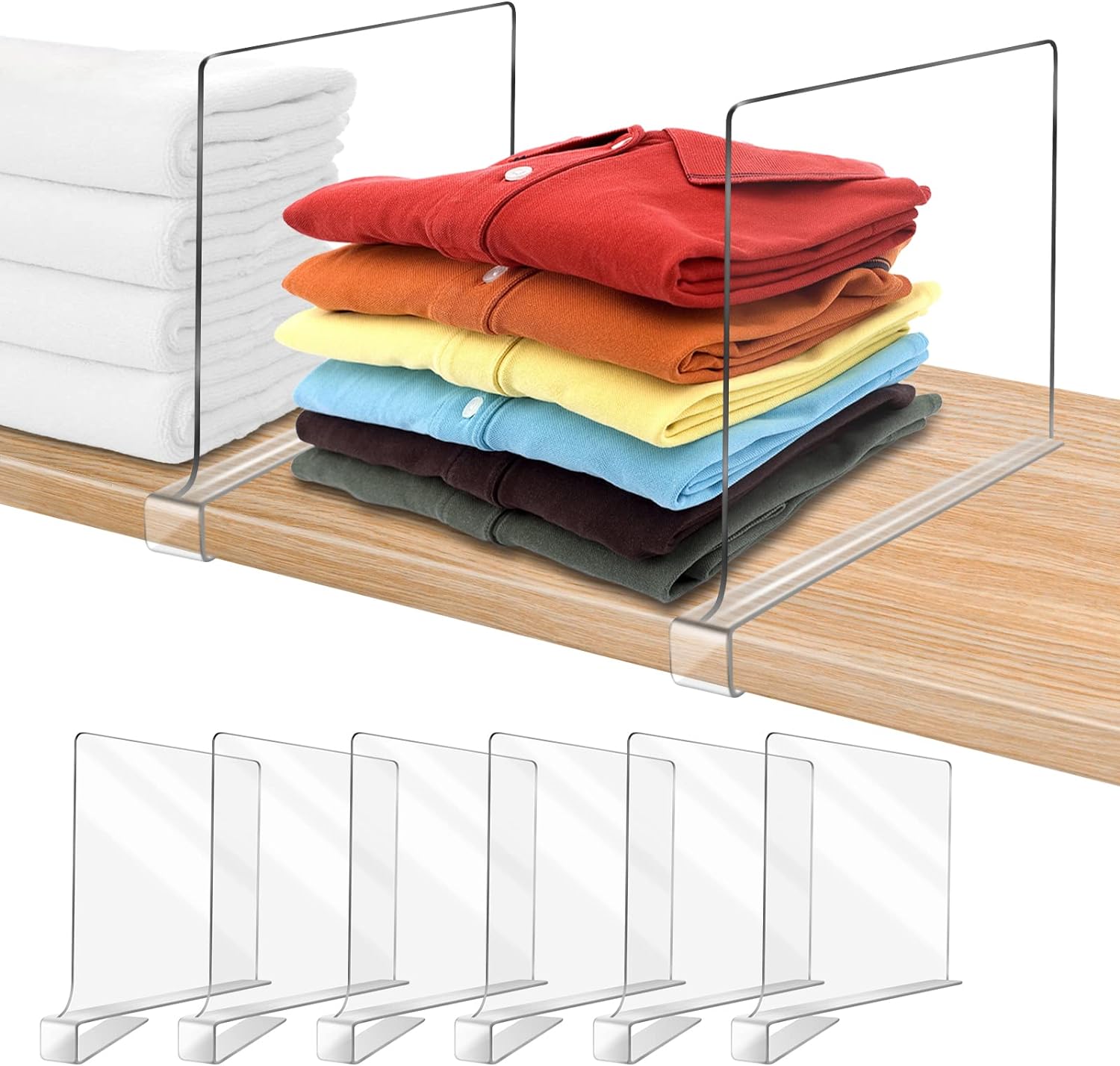 Acrylic Shelf Dividers for Closet Organization 6PCS Closet Shelf Divider Closet Dividers for Closet Shelf Organizer