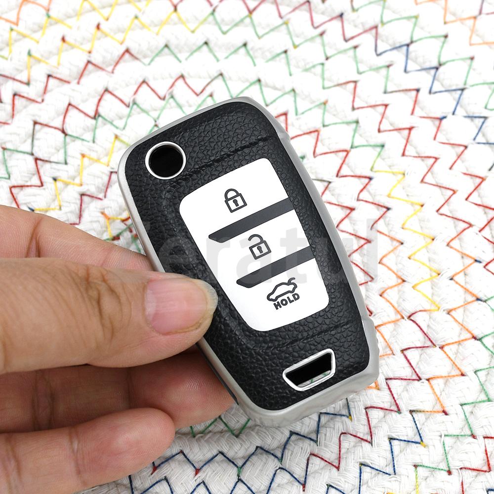 Auto Shell Keyless Leather Tpu Remote Key Fob Case Cover For Hyundai Genesis Ix35 I30 Sonata Tucson Verna Accent Venue Elantra