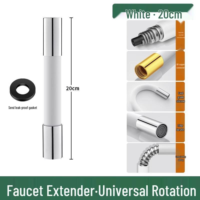 Univerzální měděná prodlužovací trubka k baterii s otočnou měkkou hadicí proti stříkání
