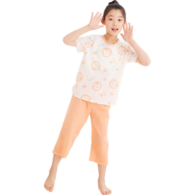 Hongdou Unisex Kids  100% Cotton Short Sleeve Summer Pajama Set 130