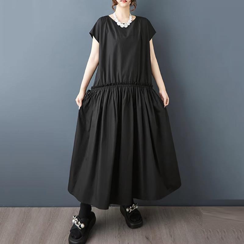 XITAO Pleated Drawstring Loose Dress ZMY1310