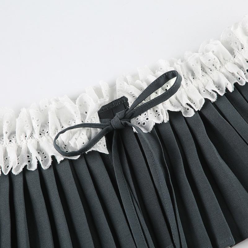 European & American Sweet Style Lace Pleated Two-Piece Short Skirt for Girls