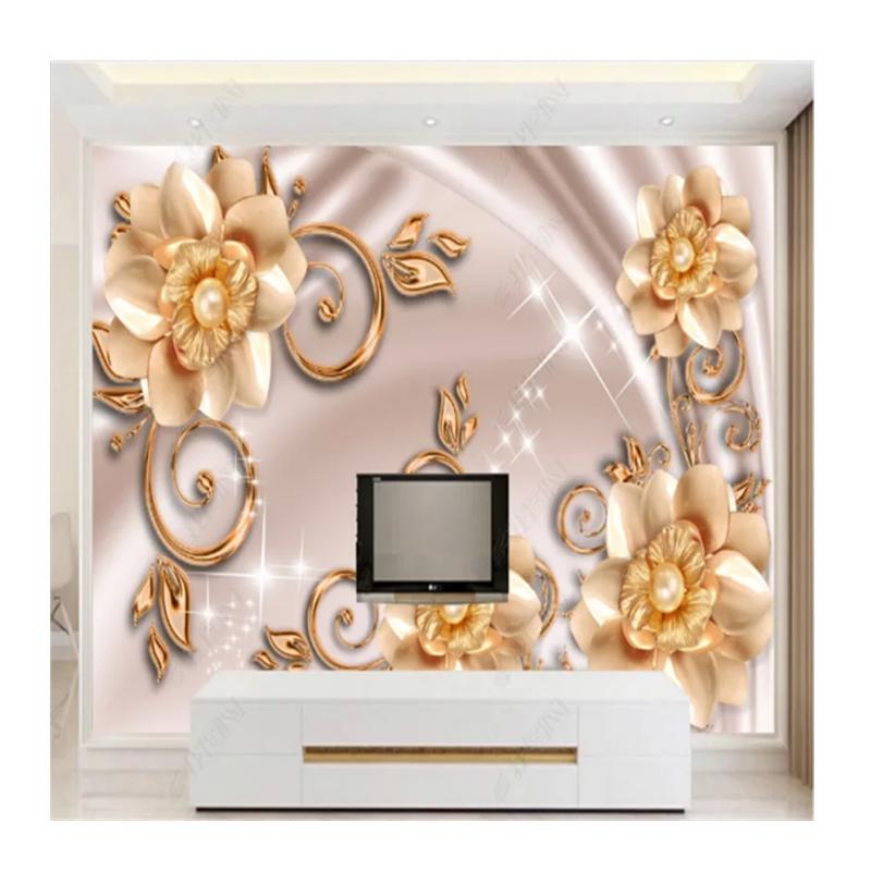 European Luxury Mural Jewelry Rose Flower Wallpaper for Living Room TV Sofa Background Wall Paper Home Decor Mural