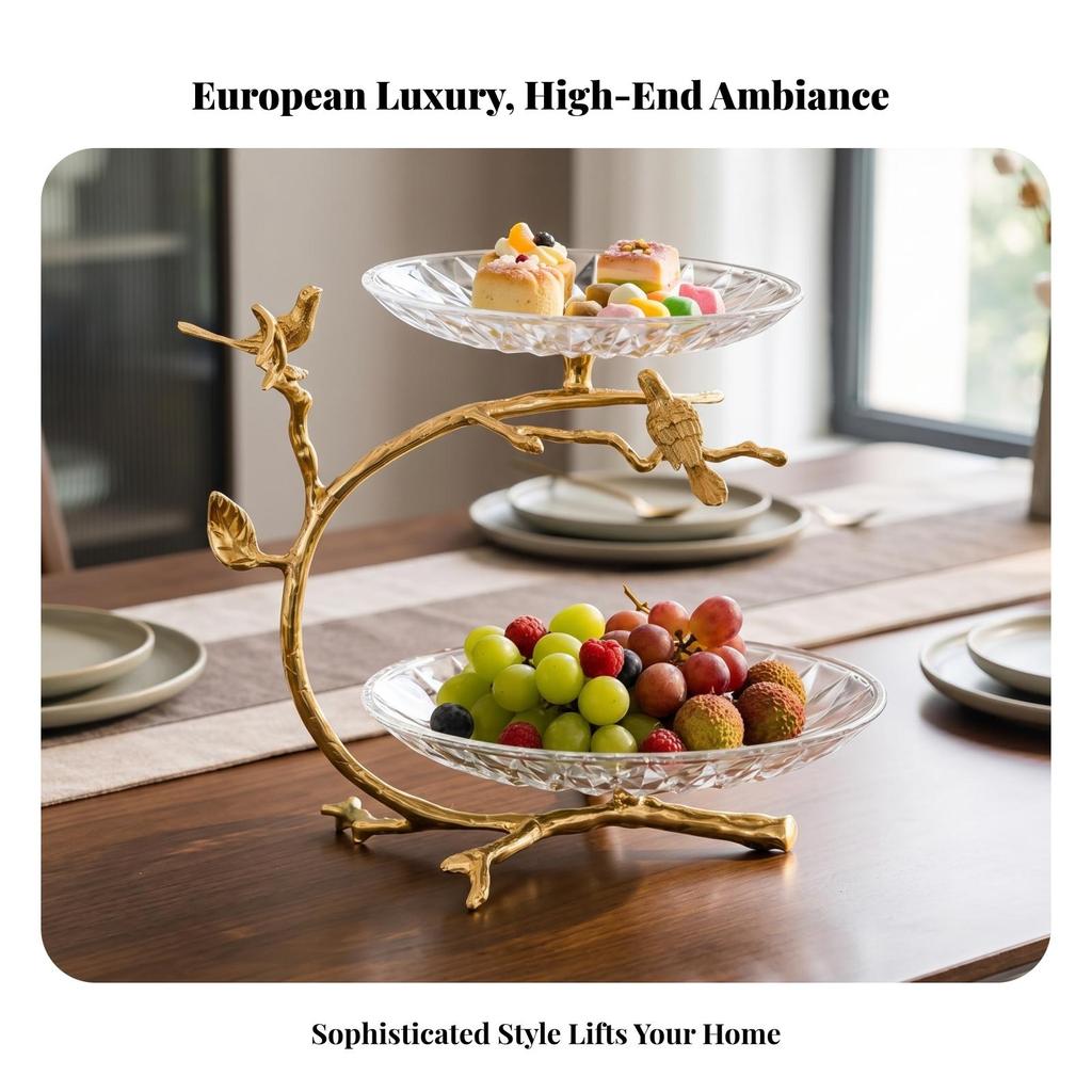 Two-Tier Fruit Tray Stand Two-Level-Tier Serving Footed for