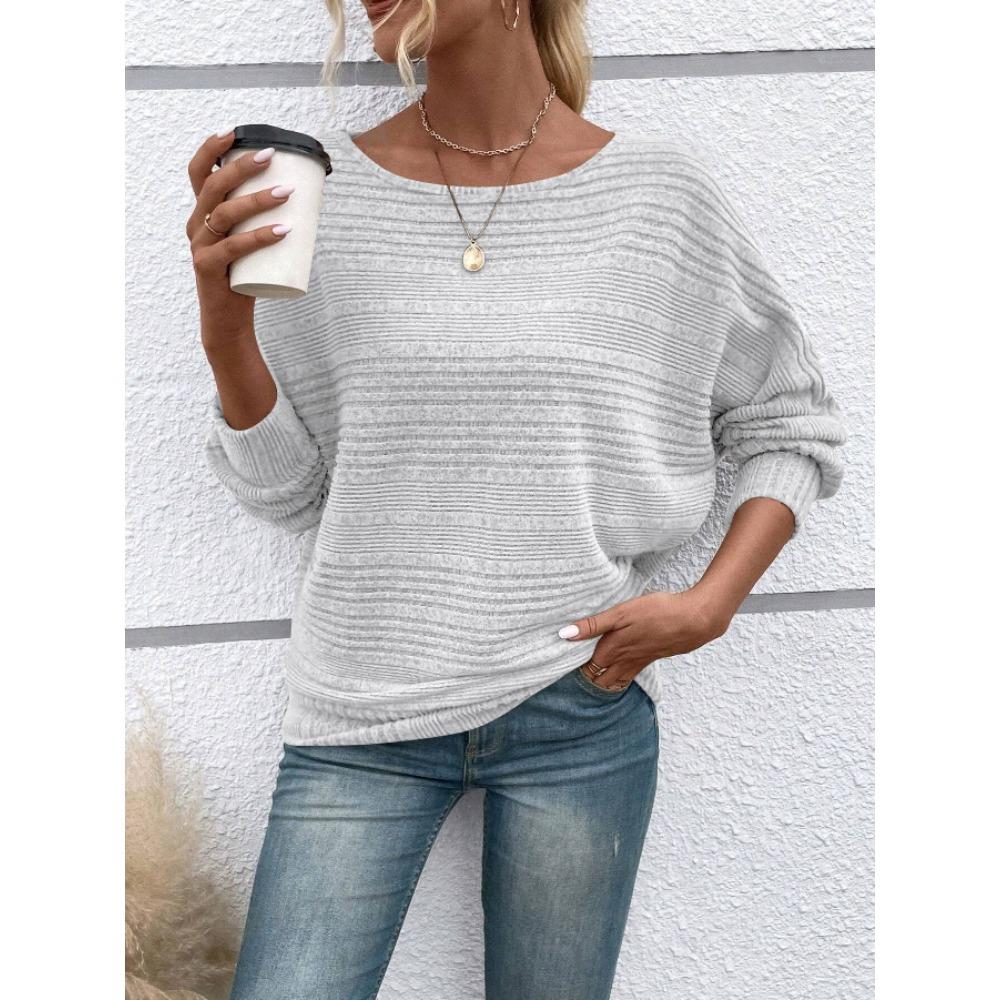Women's Sweater Fall/Winter Casual Sweatshirt Women's Solid Color Top Long-Sleeve Crew Neck Patchwork Pullover T-Shirt