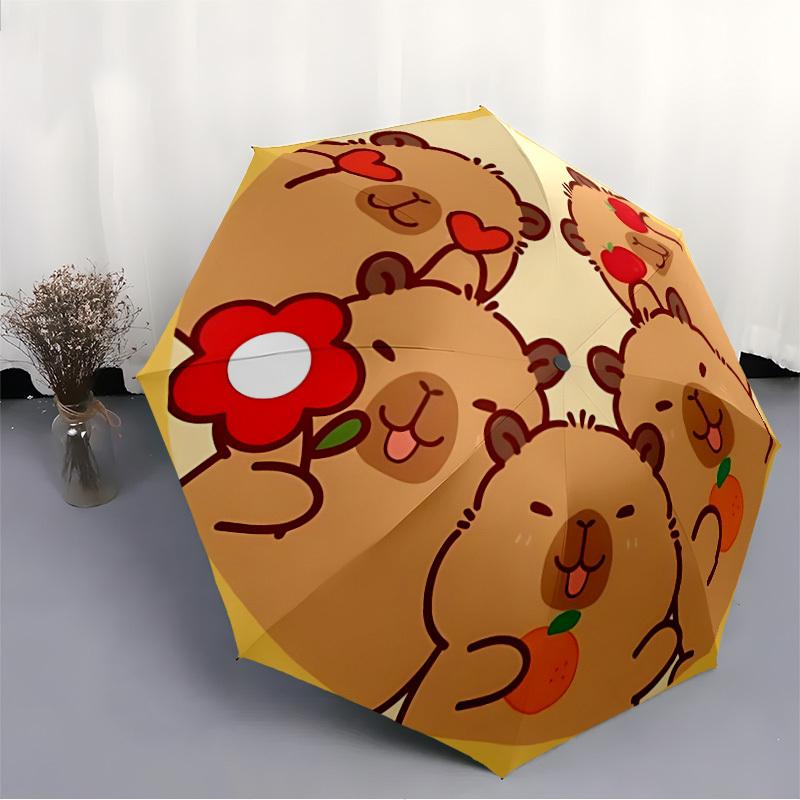 1pc Cute Capybara Print Umbrella - 8-Rib Automatic Open/Close, Fashionable Compact Umbrella for Outdoor Adventures yy250813194