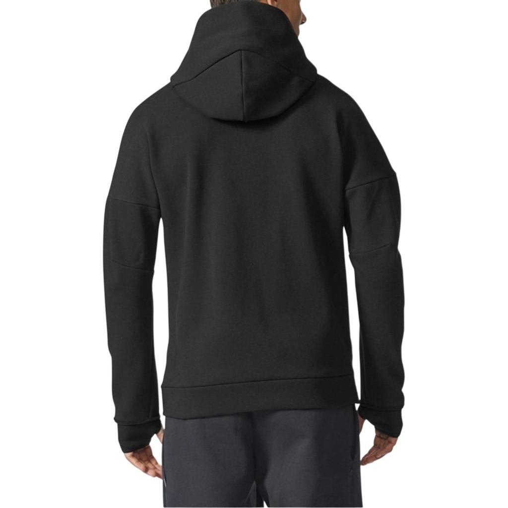 Adidas Logo Knit Hooded Jacket Men Outerwear Black BQ6925