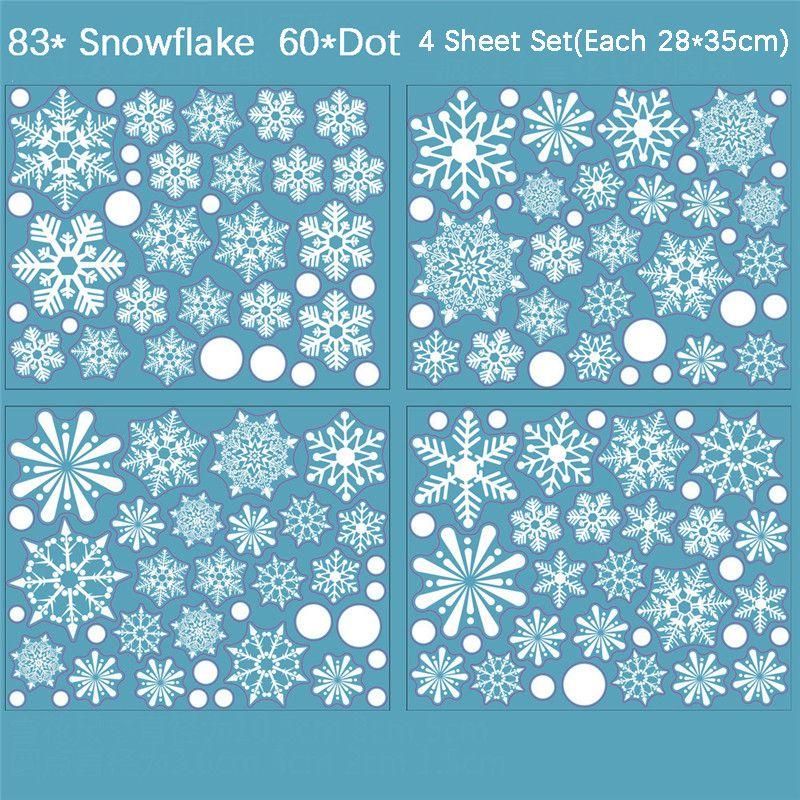 Removable Pvc Christmas Window Stickers With Snowflakes And Merry Christmas Designs