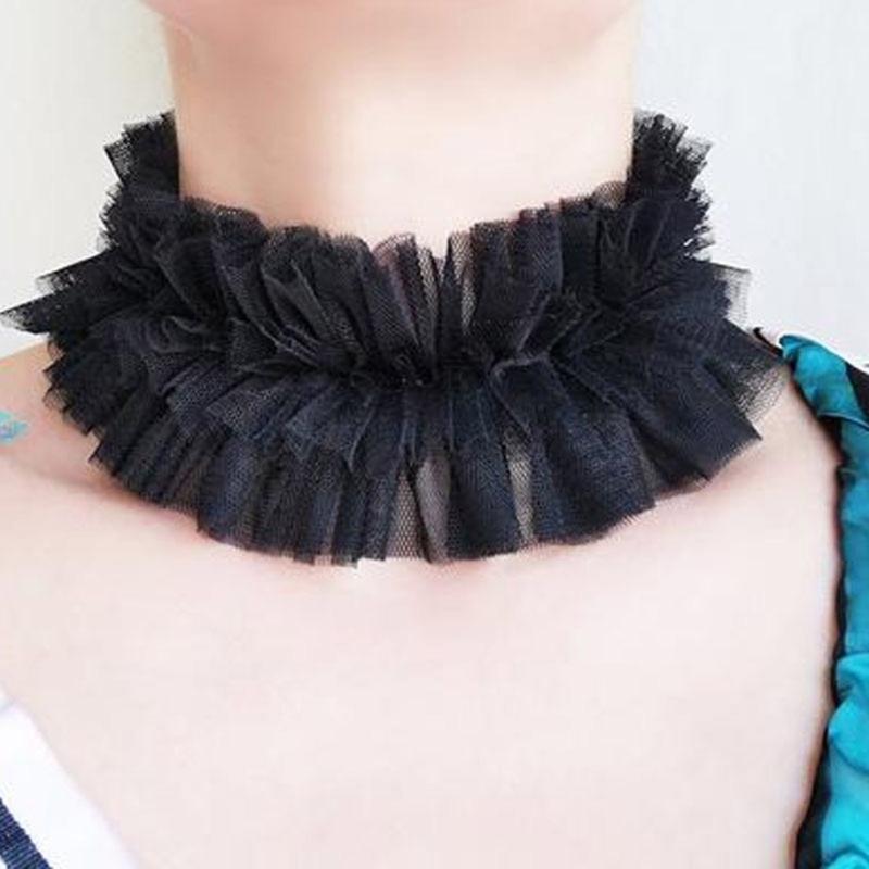 Colletto Finto a Strati Ruffled in Rete Vintage Staccabile per Costumi Vittoriani Rinascimentali Sciarpa Collo