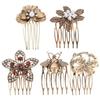 Retro Diamond Hair Accessories: 5pcs Alloy Hair Combs, Hair Veils, and Vintage Hairpins with Pearls