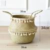 With Handle Wicker Basket Tassel Design Hand Woven Basket Handmade Rattan Basket  Home Decor