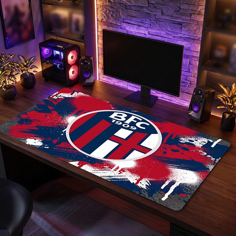 Bologna FC Theme Pattern Mouse Pad, Soccer Logo Design XXL Gaming Desk Mat Non-Slip Computer Mouse Pad