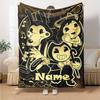 Custom Name Bendy and the Ink Machine Theme Printed Blanket - Perfect for Couch, Bed, Travel & Outdoor Use | Machine Washable, Cozy & Durable.