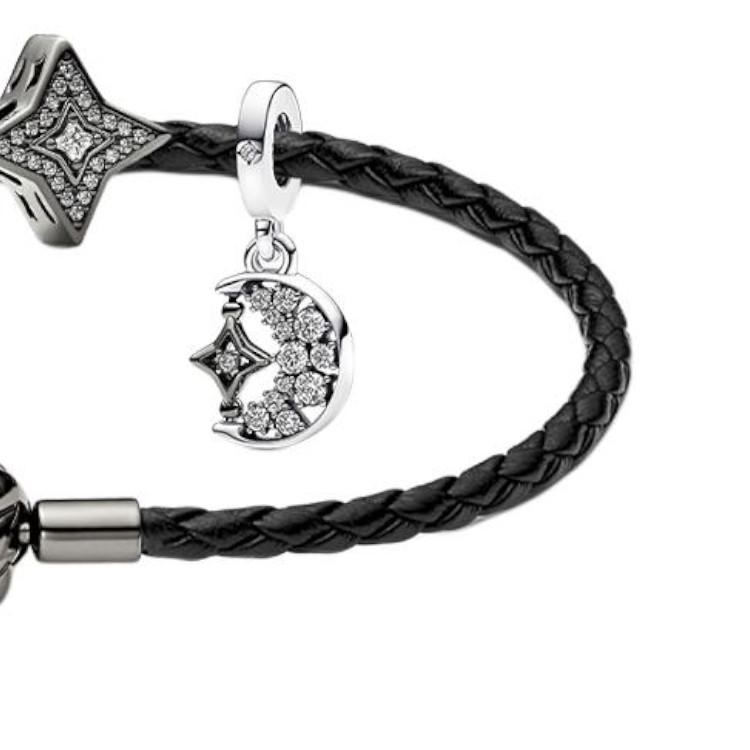 Pandora One Heart One Mind 2.0 Premium Light Luxury Fashion Versatile 925 Silver Cubic Zirconia Bracelet Women bracelet Black ZT26012830A