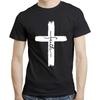 Lolji Decorations Faith Cross Christian Graphic T Shirt Men Sayings Catholic Religion Novelty Printed 100% Cotton Black Tops