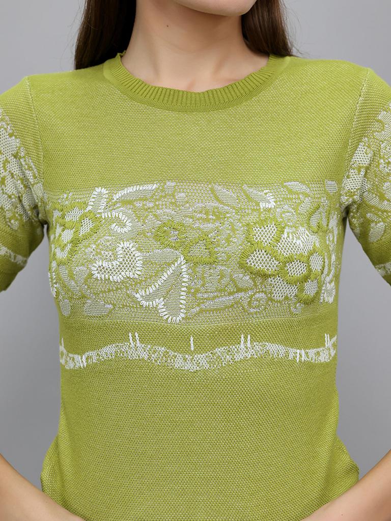 MONTE CARLO Women Regular Fit Green Top