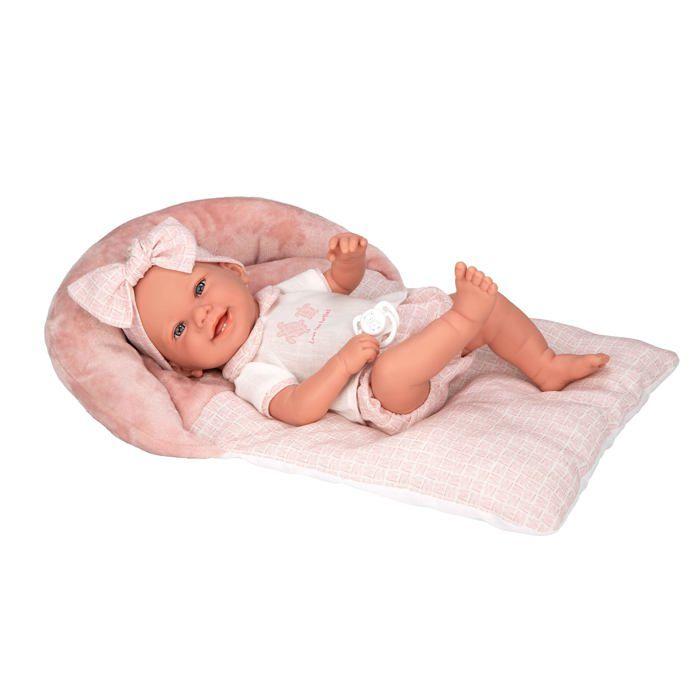 Poupée Elegance 42 cm - Arias - Vinyle - Ensemble rose et blanc - Bandeau assorti - Coussin assorti - Tétine incluse