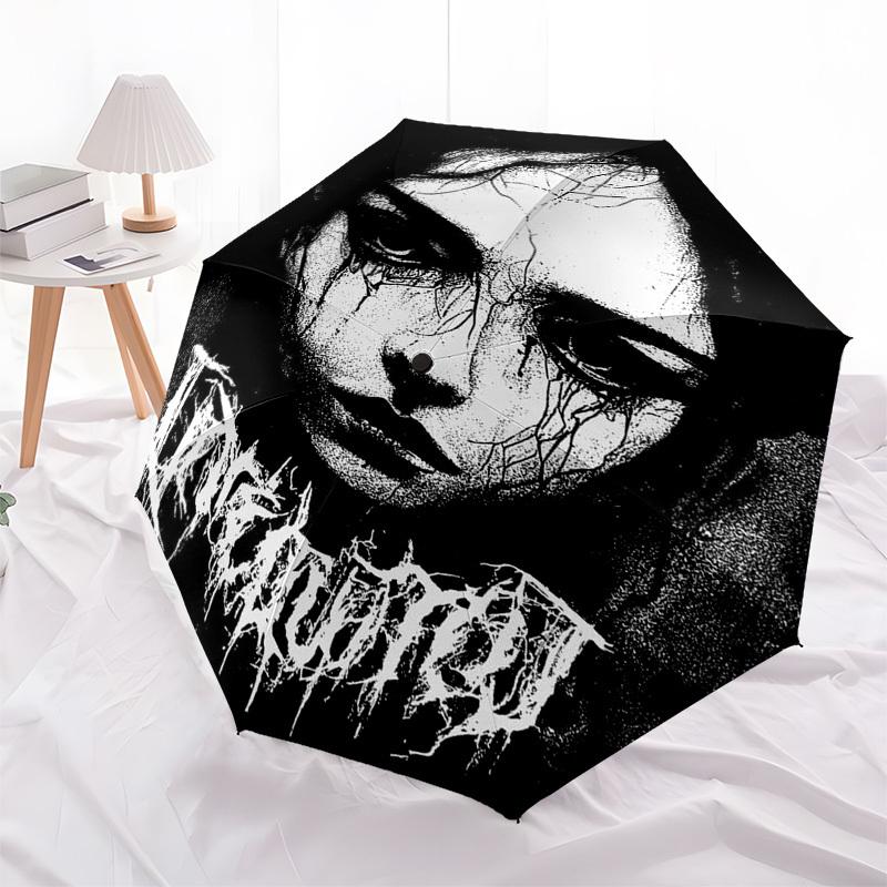 

1pc Darkness Reigns: Limited Edition Outdoor Umbrella - Automatic Opening/Closing, Portable Tri-Fold Design with 8-Rib Iron Frame - Perfect Gift for F