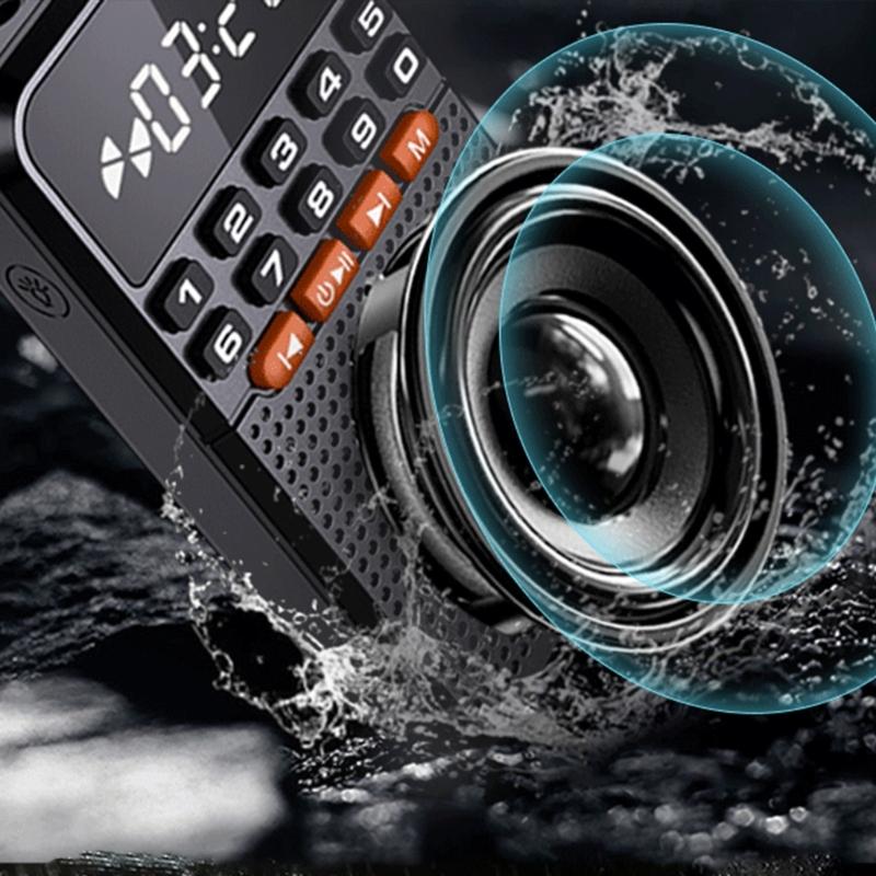 Mini Senior Friendly FM Radio 5.0 Rechargeable LED Display with Flashlight and Clock for Seniors