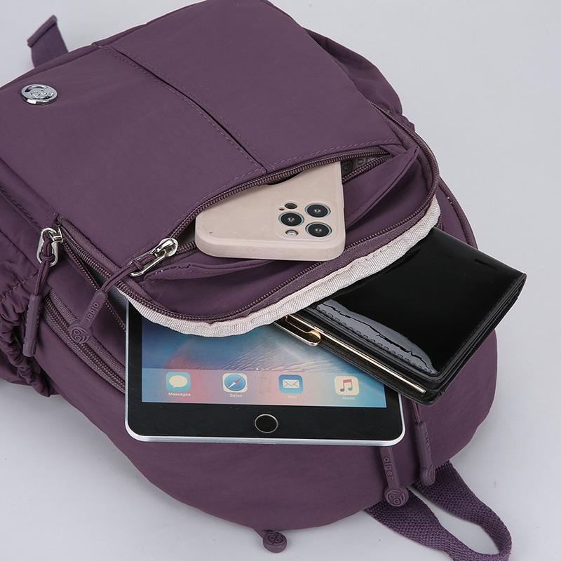 Lightweight Nylon Backpack for Women Casual Daypack Travel Shoulder Bag with Multi Pockets